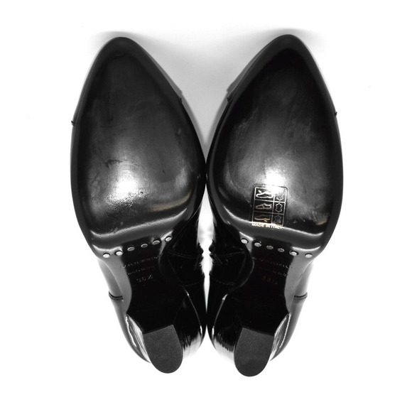 H5 NEW BURBERRY Black Patent Leather Side Zip Hi Heel Cap Toe Boots Sz 36.5 $695 - Picture 5 of 6